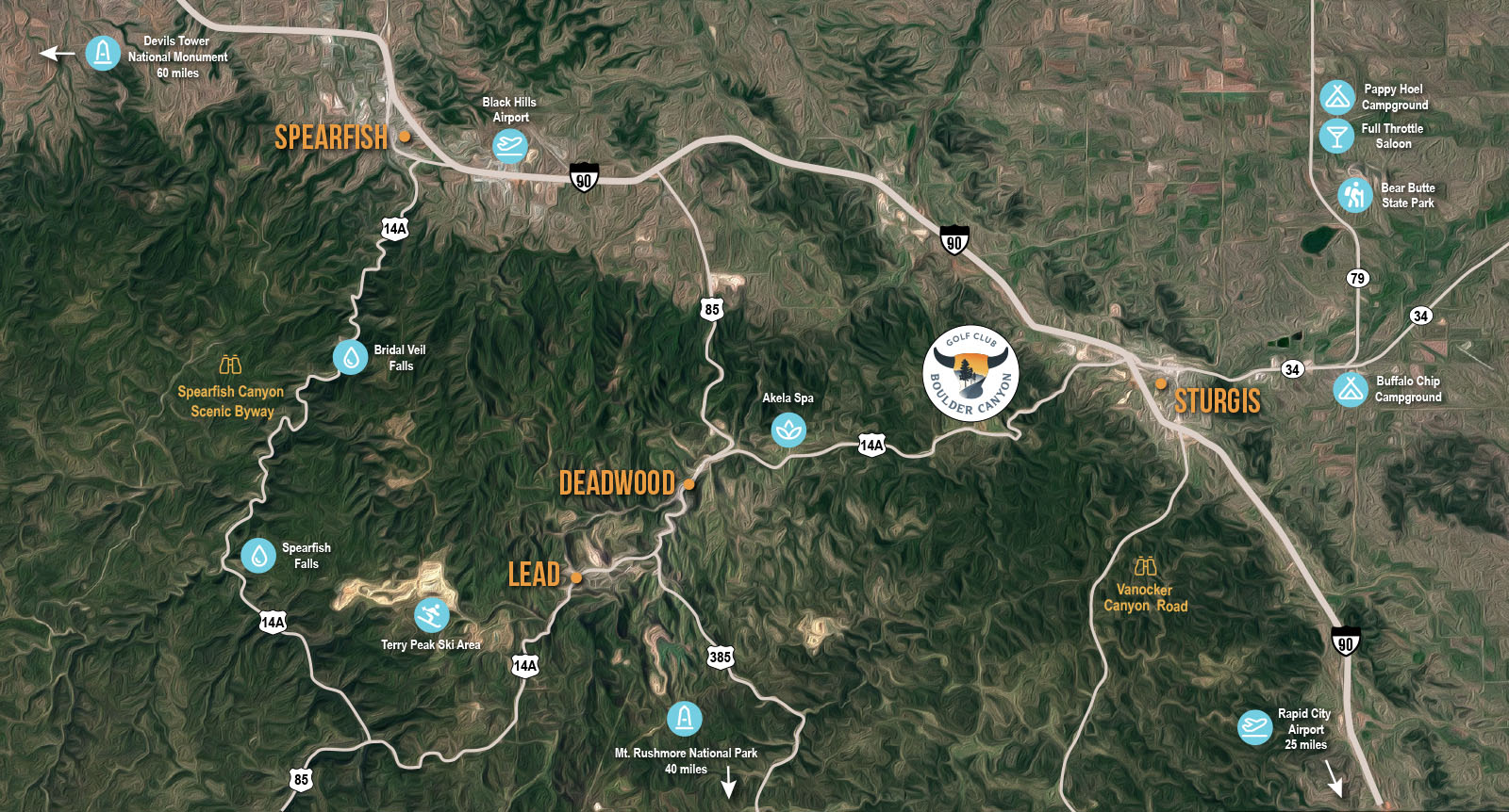 Deadwood, Sturgis area map